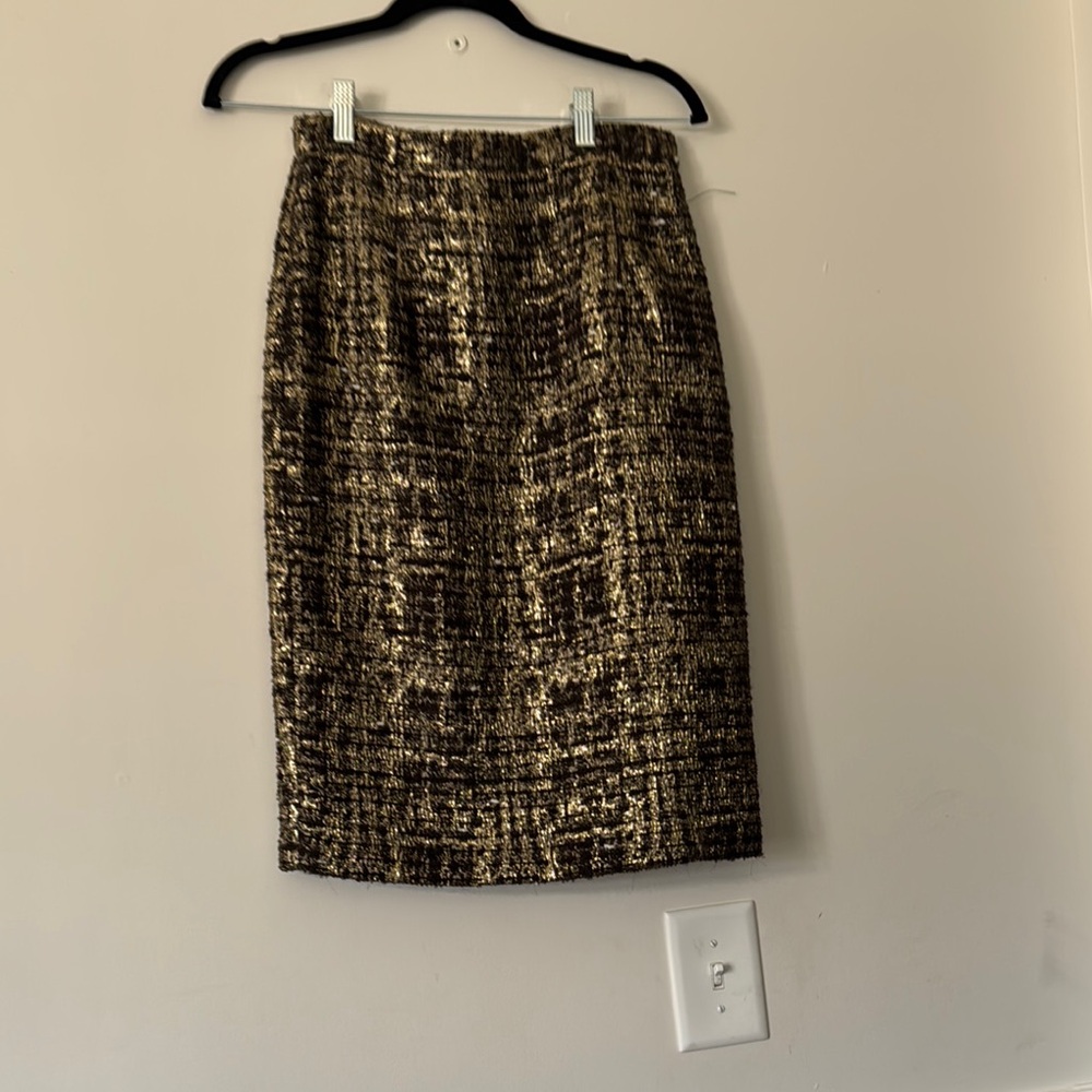 Alice + Olivia Black and Gold Pencil Skirt Cocktail